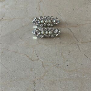 Vintage Silver Tone and Faux Pearl Women's Earrings